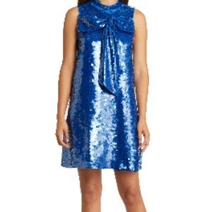 Blue Sequin Mini Dress